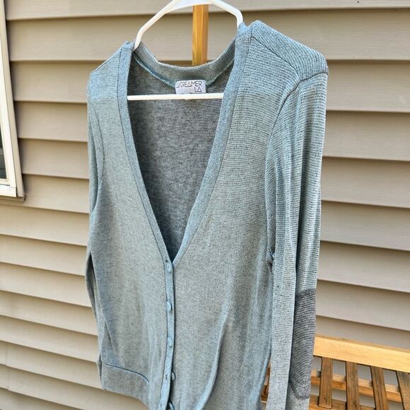 DAYDREAMER Teal Button up Cardigan soft comfy elbow pad lightweight stretchy - Picture 5 of 6